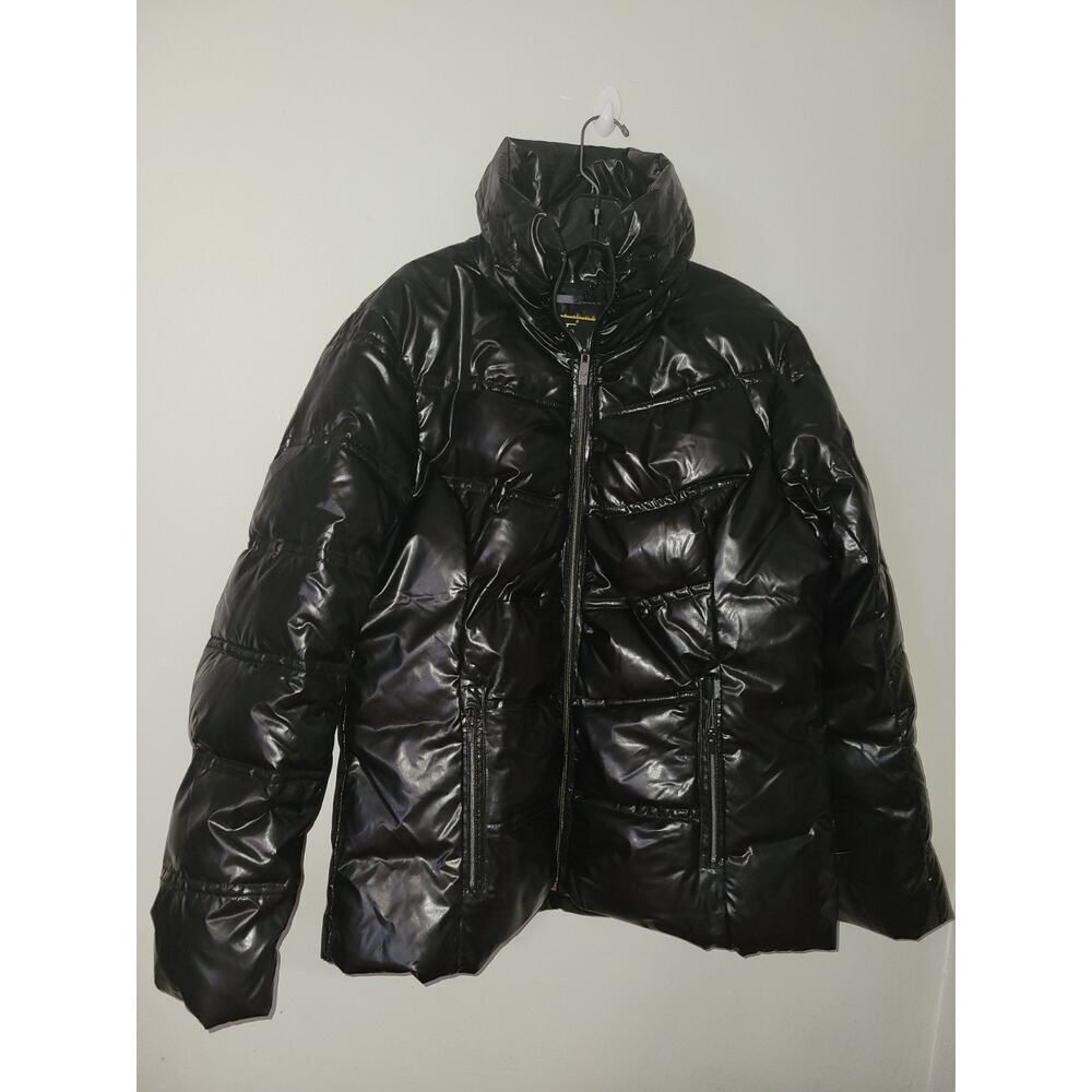 Versace Black Puff Shiny Coat 1969 Italia womans XL
